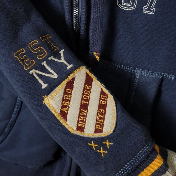 Aeropostale Womens Y2K Varisity 2000s Preppy Graphic Patchwork Hoodie Jacket L - Picture 8 of 15